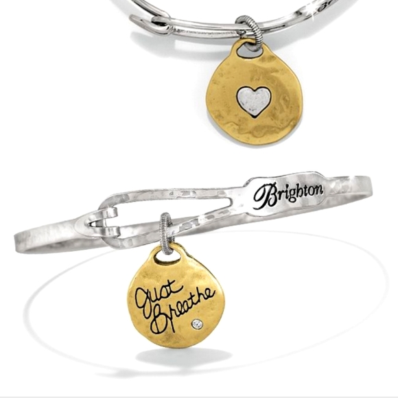 Brighton "Art & Soul Collection: Live Well, Laugh Often" Hammered Silver Bangle! - Picture 2 of 9